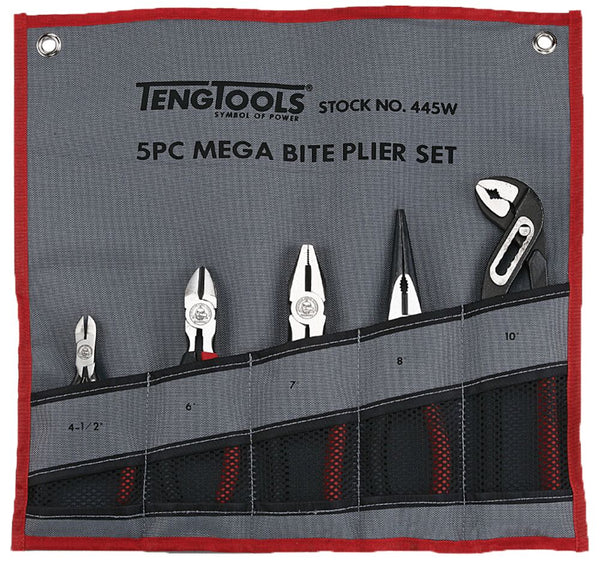 Teng Tools 445W 5 Piece Plier Set with Wallet