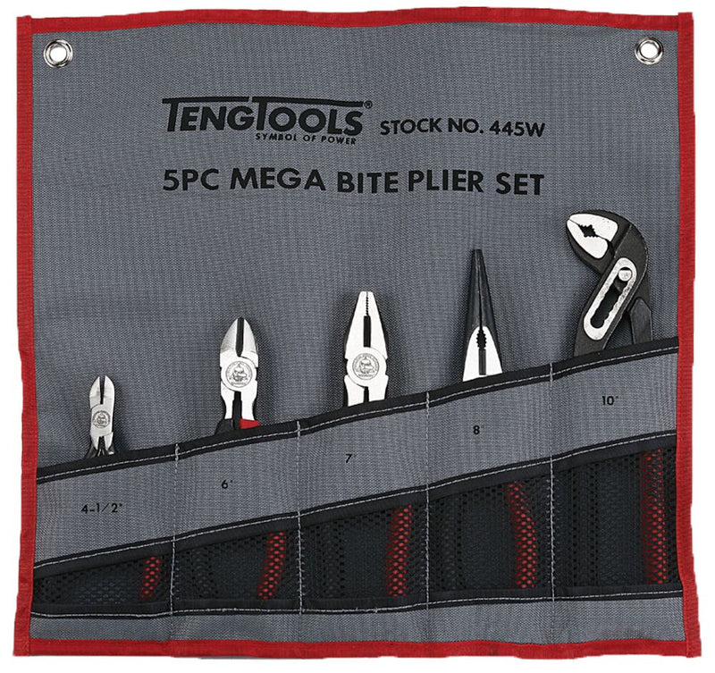 Teng Tools 445W 5 Piece Plier Set with Wallet