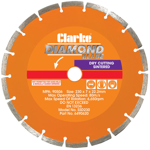 Clarke 6490620 SSD230 Diamond Blade 230mm