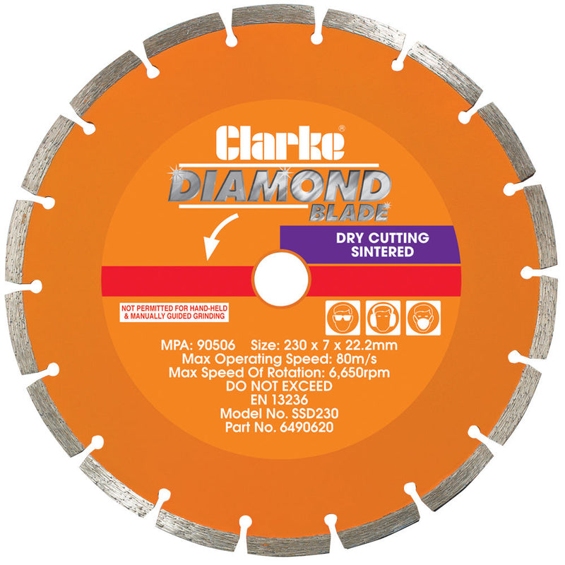 Clarke 6490620 SSD230 Diamond Blade 230mm