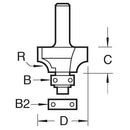 Trend Tools 46/115X1/4TC Bearing Guided Ovolo Cutter 1.6Mm Radius