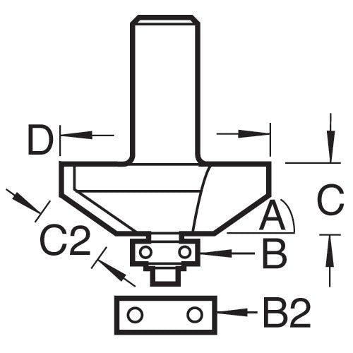 Trend Tools 46/34X1/2TC Bearing Guided Bevel Cutter 25 Degrees
