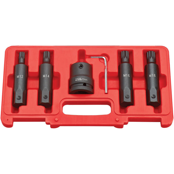 Clarke 1700724 CIS19/5S 5 Piece Impact Spline Bit Socket Set Ð 3/4Ó Drive