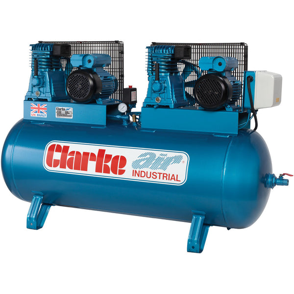Clarke 2092350 XE29/270 (O/L) 28cfm 270 Litre 2x3HP Industrial Air Compressor (230V)