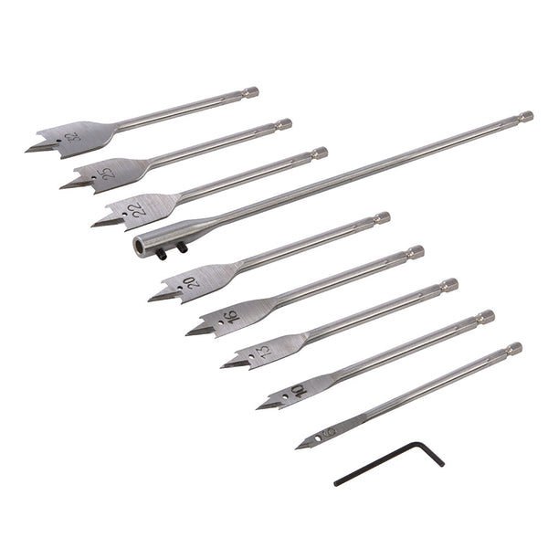 Silverline 481937 Flat Bit & Extension Arm Set 10pce