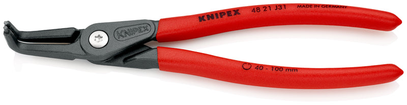 KNIPEX 48 21 J31 Precision Circlip Pliers for internal circlips in bore holes with non-slip plastic coating grey atramentized 210 mm