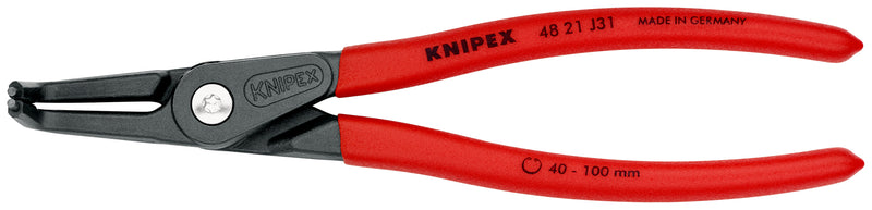 KNIPEX 48 21 J31 Precision Circlip Pliers for internal circlips in bore holes with non-slip plastic coating grey atramentized 210 mm