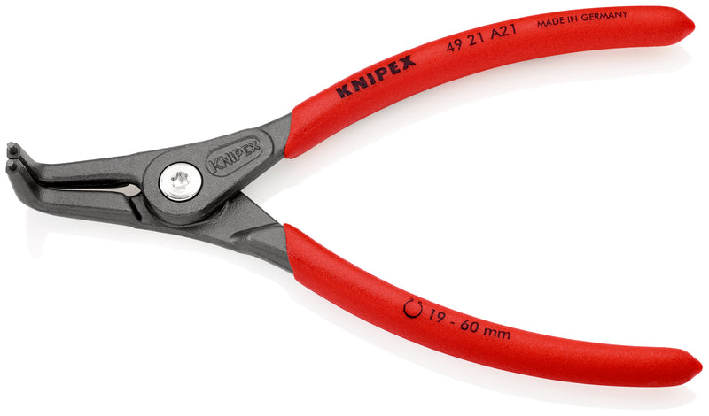 KNIPEX 49 21 A21 Precision Circlip Pliers for external circlips on shafts with non-slip plastic coating grey atramentized 165 mm