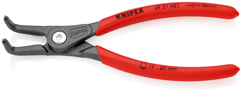 KNIPEX 49 21 A21 Precision Circlip Pliers for external circlips on shafts with non-slip plastic coating grey atramentized 165 mm