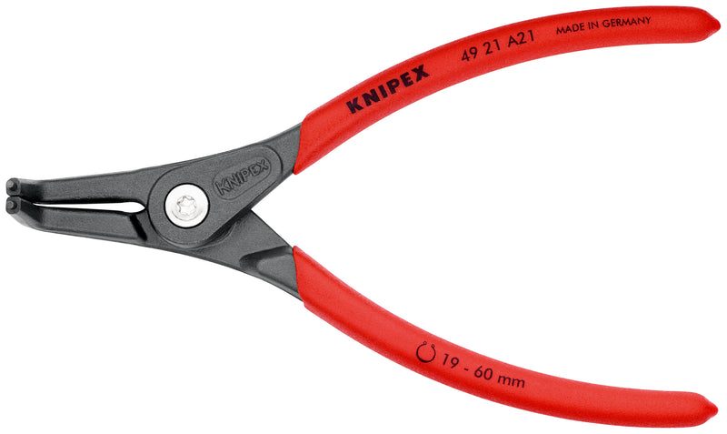 KNIPEX 49 21 A21 Precision Circlip Pliers for external circlips on shafts with non-slip plastic coating grey atramentized 165 mm