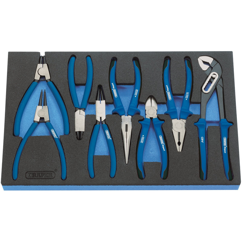 Draper 49406 Heavy Duty Soft Grip Pliers Set in EVA Foam Insert Tray (8 Piece)