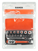 Bahco SBSL25 1/4" Square Drive Socket Set with Metric Hex Profile and Screwdriver Bits/Bit Holder, 25 Pcs/Case Retail Pack