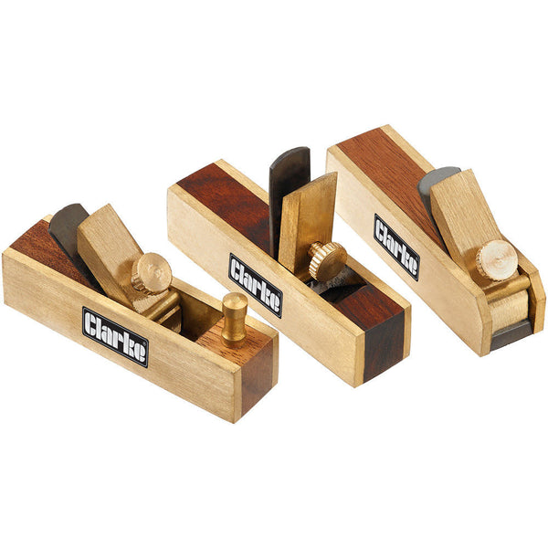 Clarke 1801838 CHT838 3 Piece Miniature Brass Plane Set
