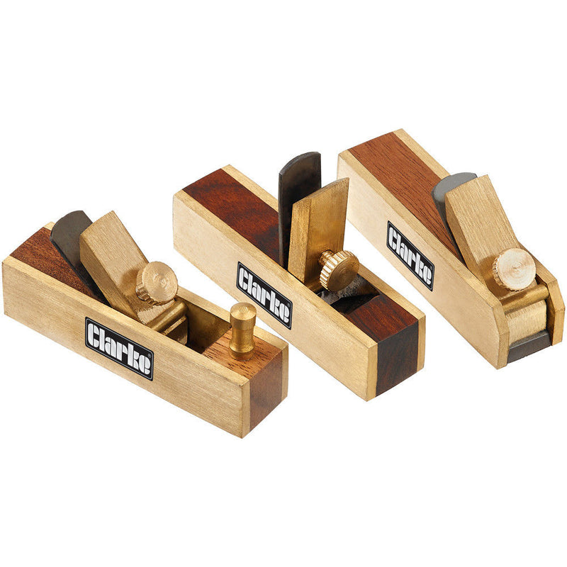 Clarke 1801838 CHT838 3 Piece Miniature Brass Plane Set