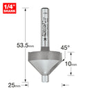 Trend Tools 10H/1X1/4TC Pin Guided Chamfer Bevel Cutter 45 Degrees