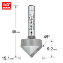 Trend Tools 11/3X1/4TC Chamfer V Groove Cutter 45 Degrees