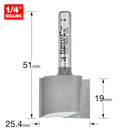 Trend Tools 4/08X1/4TC Two Flute Cutter 25.4Mm Diameter
