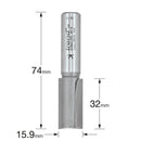 Trend Tools 4/20X1/2TC Two Flute Cutter 15.9Mm Diameter