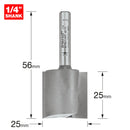 Trend Tools 4/70X1/4TC Two Flute Cutter 25Mm Diameter