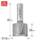 Trend Tools 4/90X1/2TC Two Flute Cutter 31.8Mm Diameter