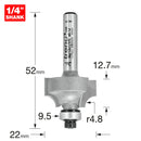 Trend Tools 46/12X1/4TC Bearing Guided Ovolo Cutter 4.8Mm Radius