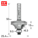 Trend Tools 46/130X1/4TC Bearing Guided Ovolo Cutter 6.3Mm Radius