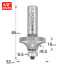 Trend Tools 46/140X1/2TC Bearing Guided Ovolo Cutter 9.5Mm Radius