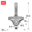 Trend Tools 46/140X1/4TC Bearing Guided Ovolo Cutter 9.5Mm Radius