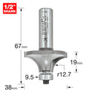 Trend Tools 46/150X1/2TC Bearing Guided Ovolo Cutter 12.7Mm Radius