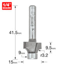 Trend Tools 7E/01X1/4TC Pin Guided Round Over Cutter