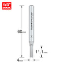 Trend Tools C002X1/4TC Two Flute Cutter 4Mm Diameter