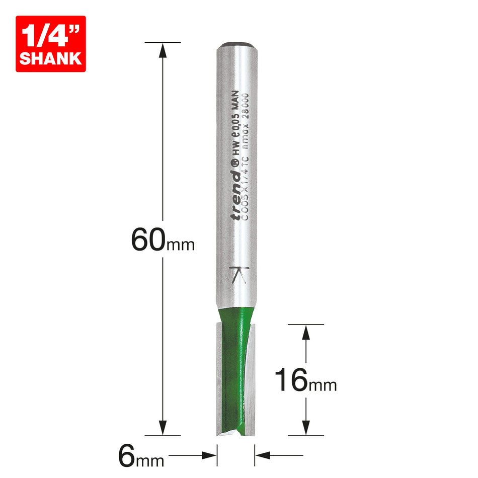 Trend Tools C005X1/4TC Two Flute Cutter 6Mm Diameter
