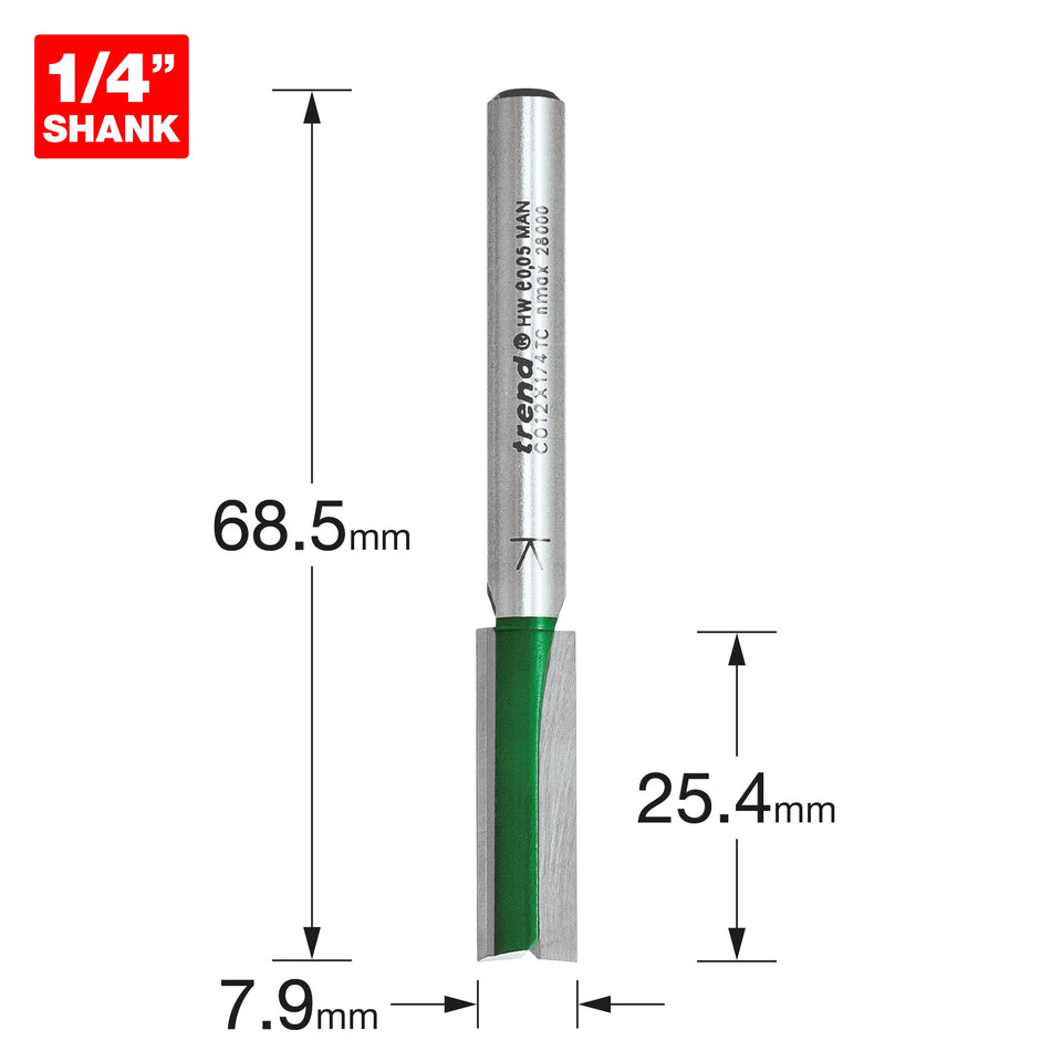 Trend Tools C012X1/4TC Two Flute Cutter 7.9Mm Diameter