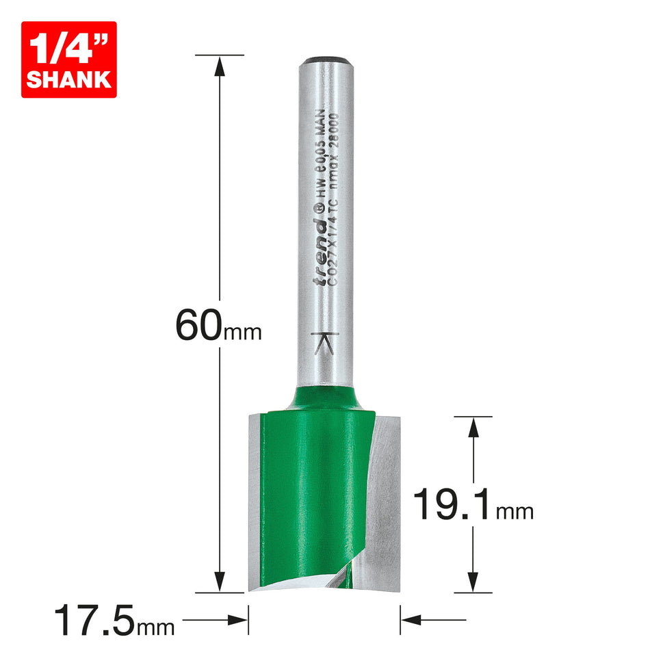 Trend Tools C027X1/4TC Two Flute Cutter 17.5Mm Diameter