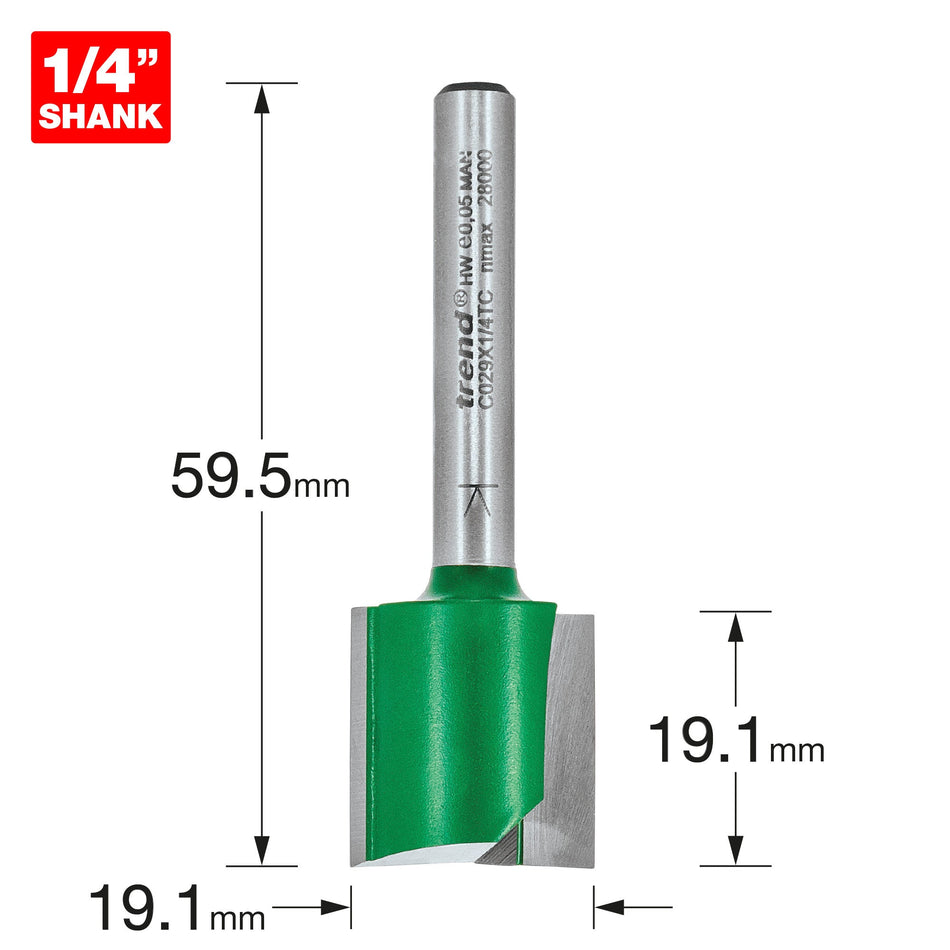Trend Tools C029X1/4TC Two Flute Cutter 19.1Mm Diameter