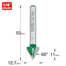 Trend Tools C043X1/4TC Chamfer V Groove Cutter Angle=60 Degrees