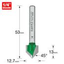 Trend Tools C044X1/4TC Chamfer V Groove Cutter Angle=45 Degrees