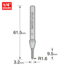 Trend Tools C050X1/4TC Radius 1.6Mm Radius X 3.2Mm Diameter