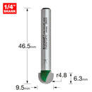 Trend Tools C053X1/4TC Radius 4.8Mm Radius X 9.5Mm Diameter
