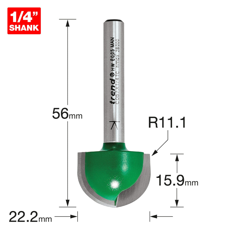 Trend Tools C057X1/4TC Radius 11.1Mm Radius X 22.2Mm Diameter