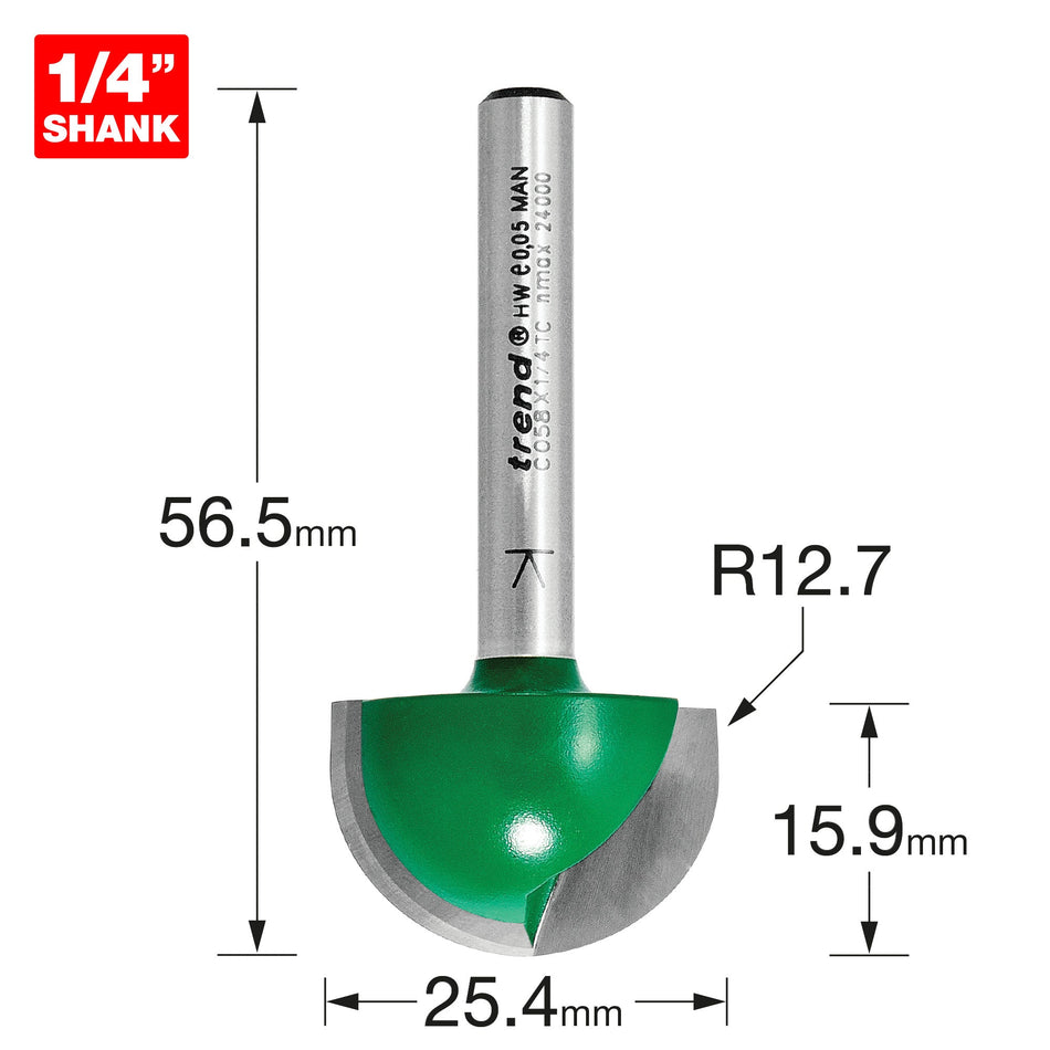 Trend Tools C058X1/4TC Radius 12.7Mm Radius X 25.4Mm Diameter