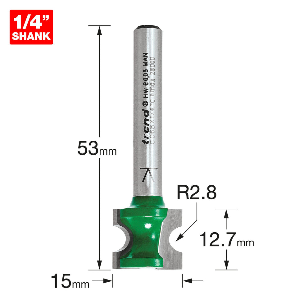 Trend Tools C068X1/4TC Staff Bead 2.8Mm Radius