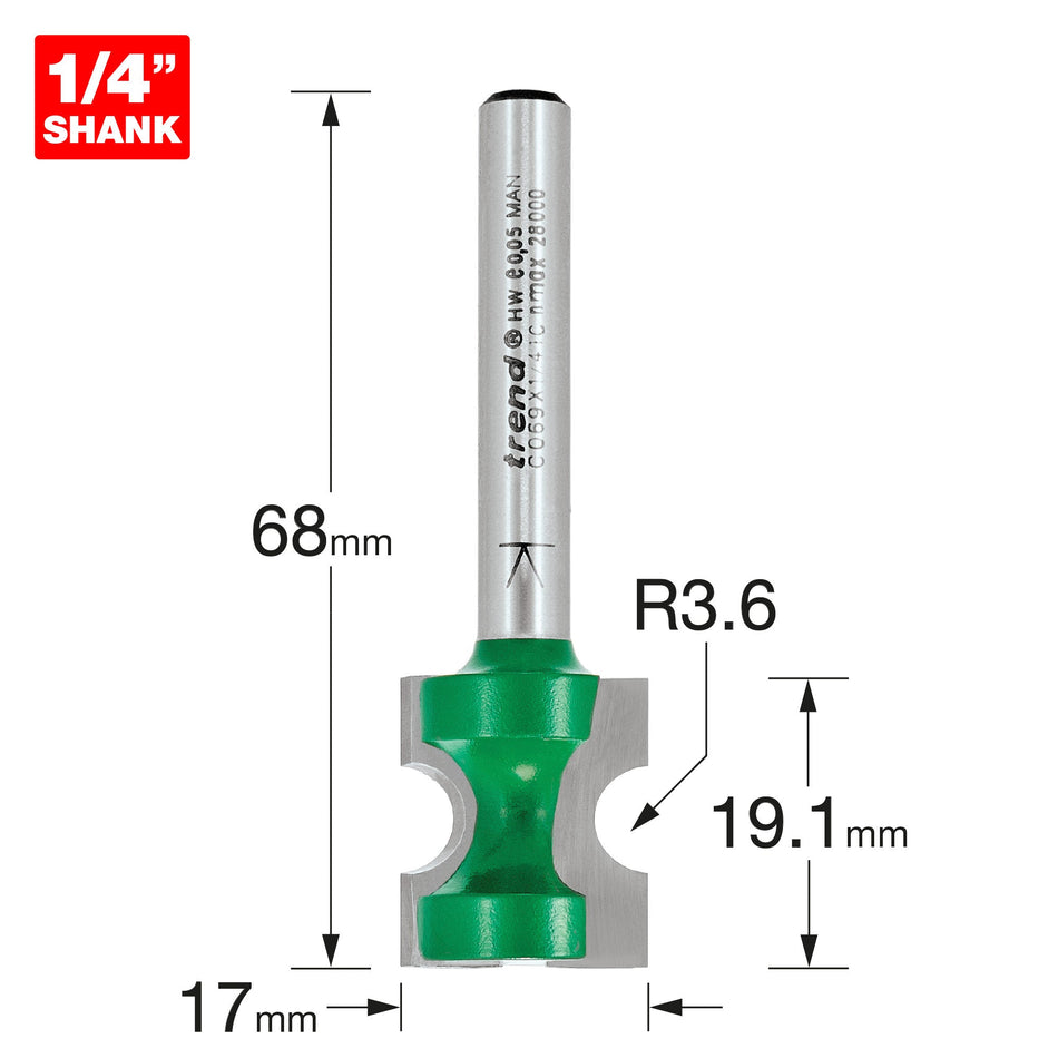 Trend Tools C069X1/4TC Staff Bead 3.6Mm Radius