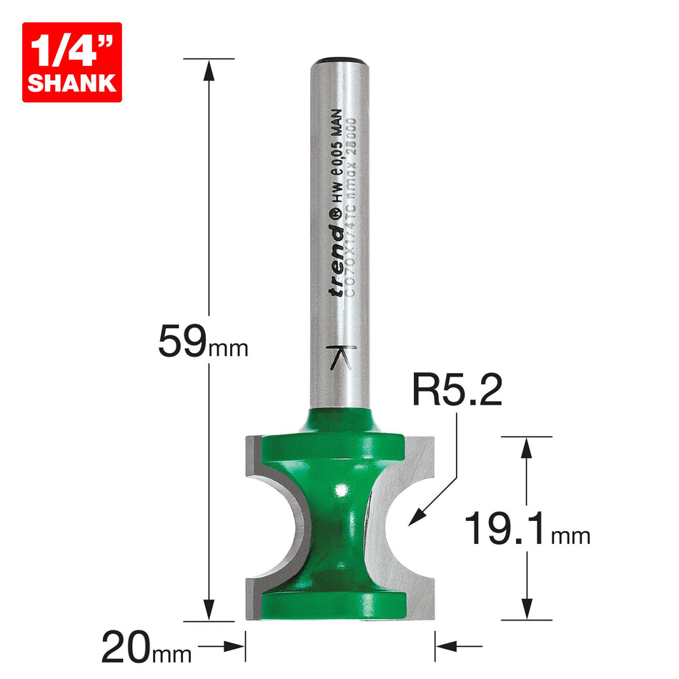 Trend Tools C070X1/4TC Staff Bead 5.2Mm Radius