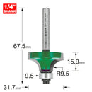 Trend Tools C078X1/4TC Rounding Over 9.5Mm Radius X 15.9Mm Cut