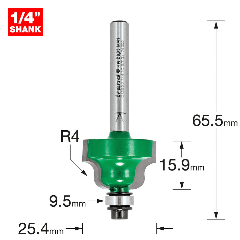 Trend Tools C086X1/4TC Roman Ogee 4Mm Radius X 15.9Mm Cut