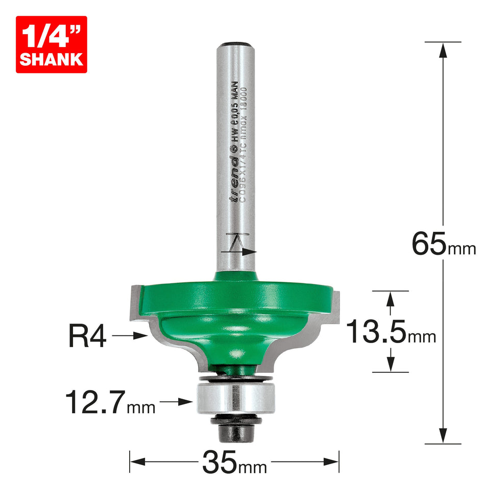 Trend Tools C096X1/4TC Self Guided Ogee Quirk 4Mm Radius