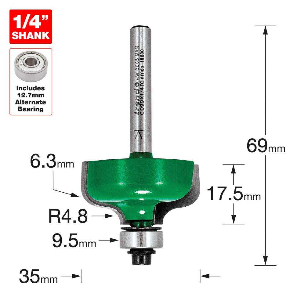 Trend Tools C099X1/4TC Self Guided Ogee 6.3Mm Radius