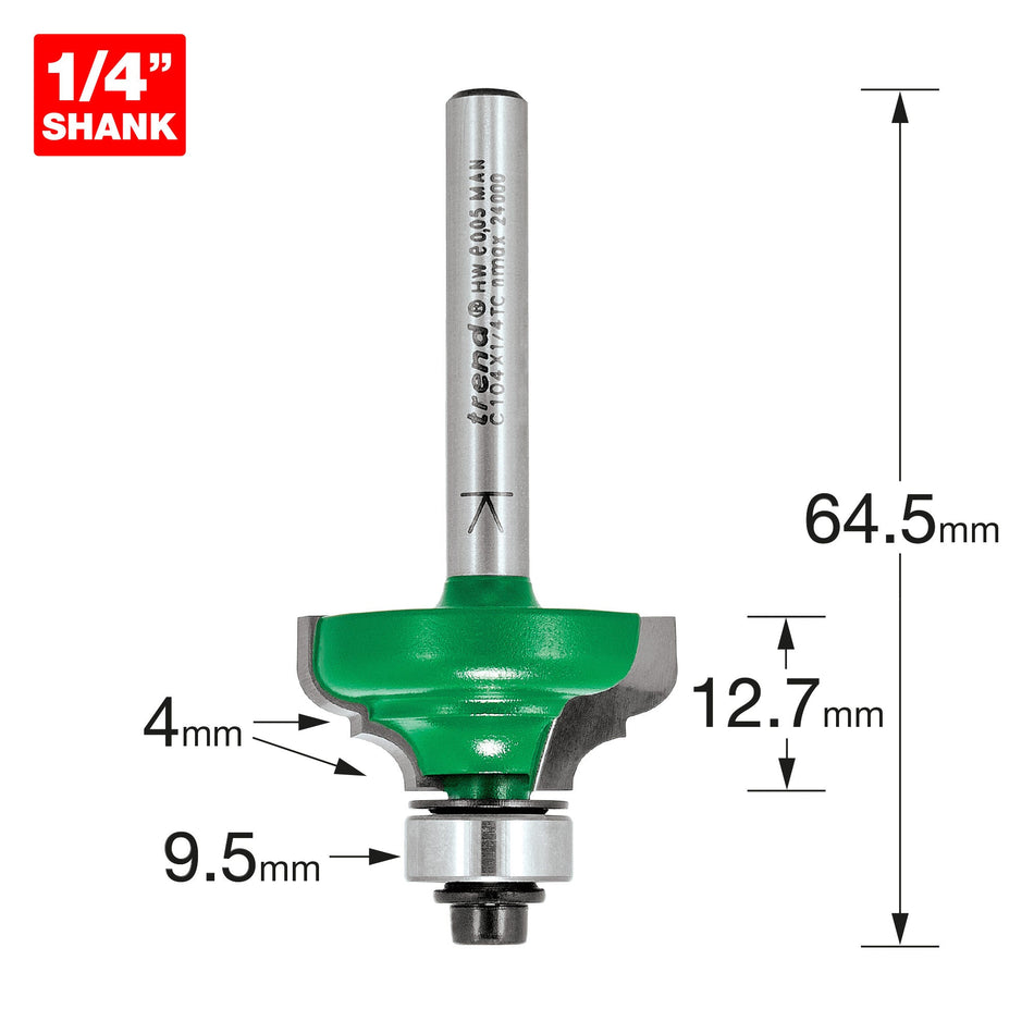 Trend Tools C104X1/4TC Self Guided Broken Ogee Quirk 4Mm Radius
