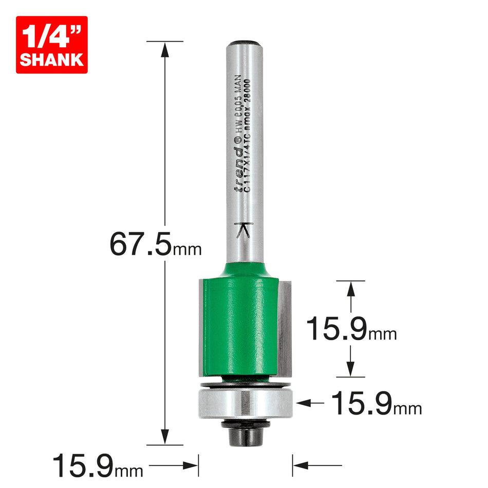 Trend Tools C117X1/4TC Guided Trimmer 15.9Mm Diameter